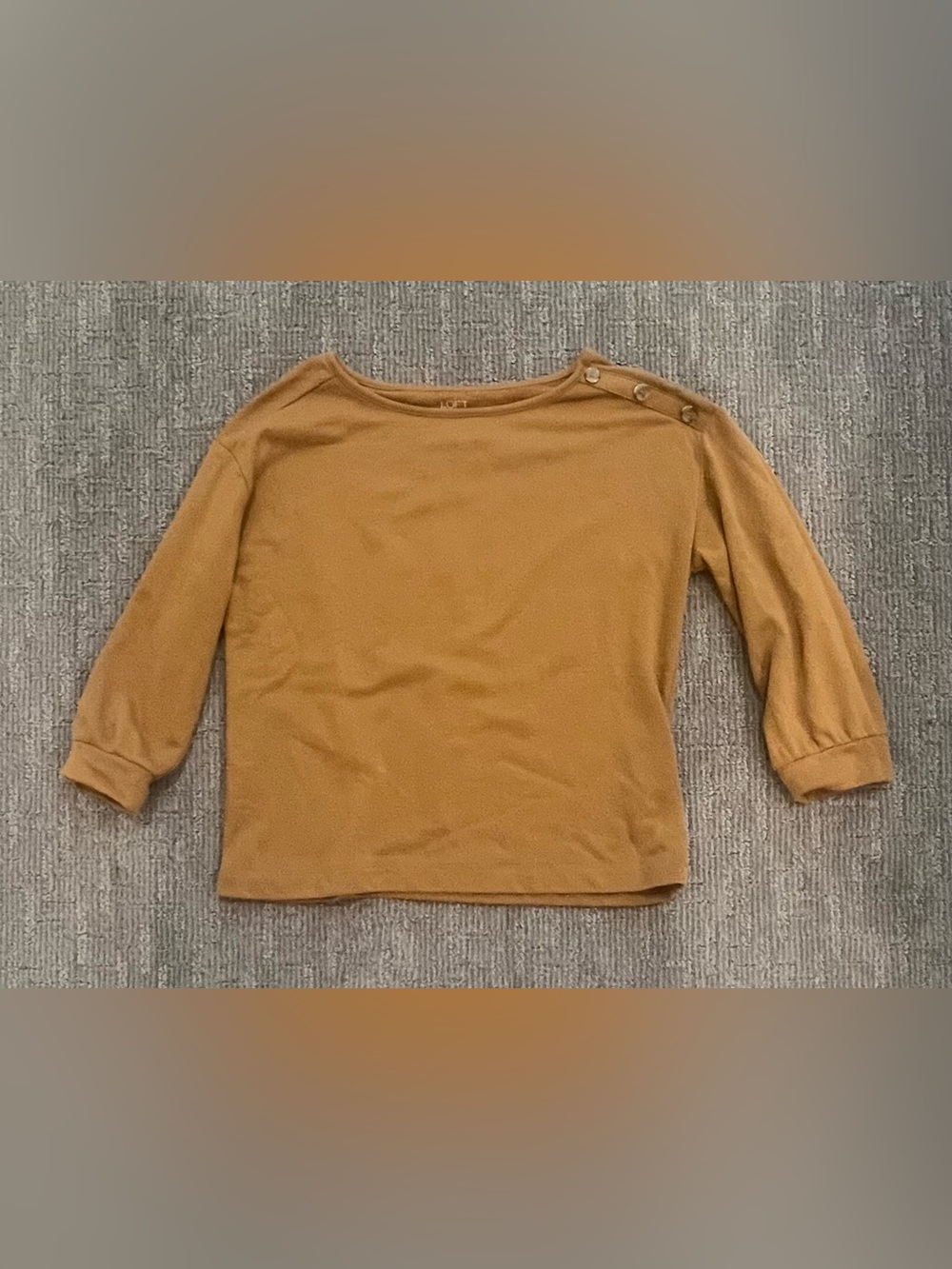 LOFT mustard button-shoulder sweatshirt top